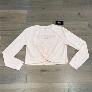 1st PHORM Peachy‎ Pink Twist Front Long Sleeve Cotton Gym Tee Shirt Top Size 2XL